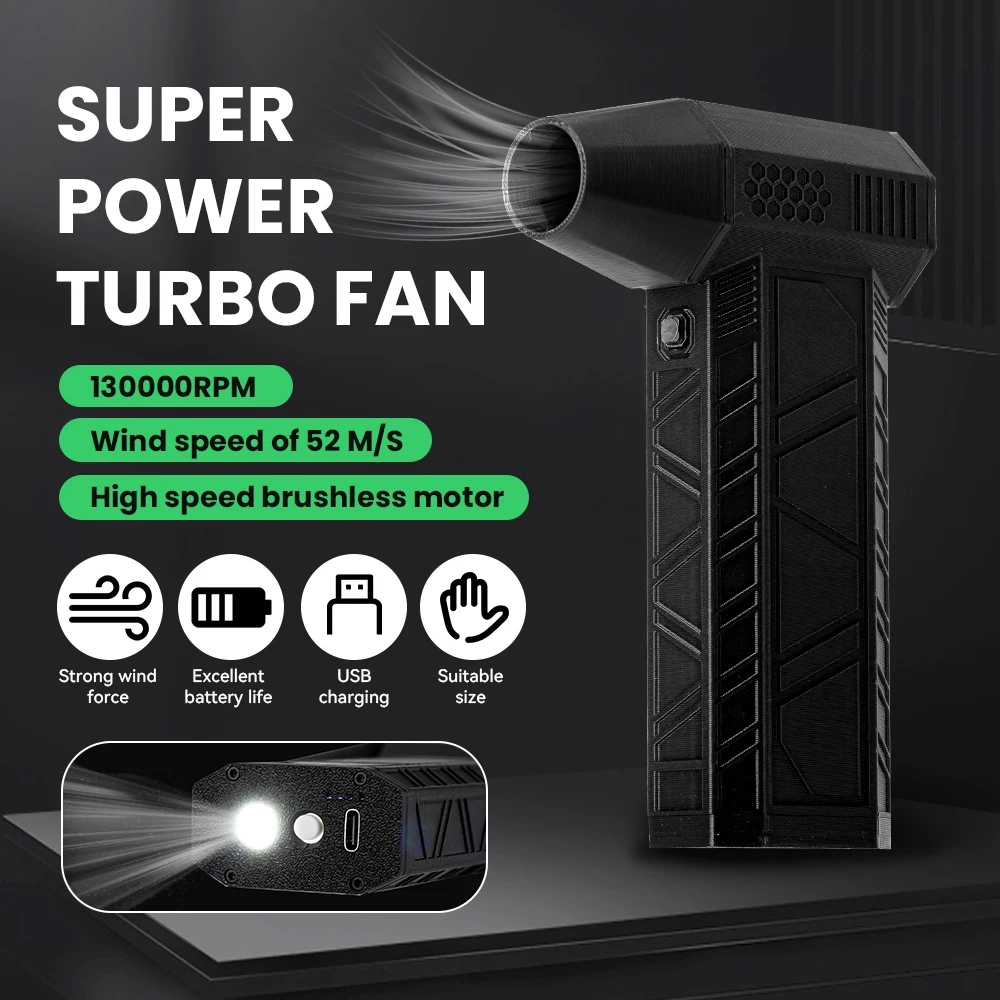 X3 Mini Turbo Fan 130000rpm High-Speed Turbo Violent Fan With Lighting Lamp Brushless Motor Electric Dust Blower Cleaning Tool