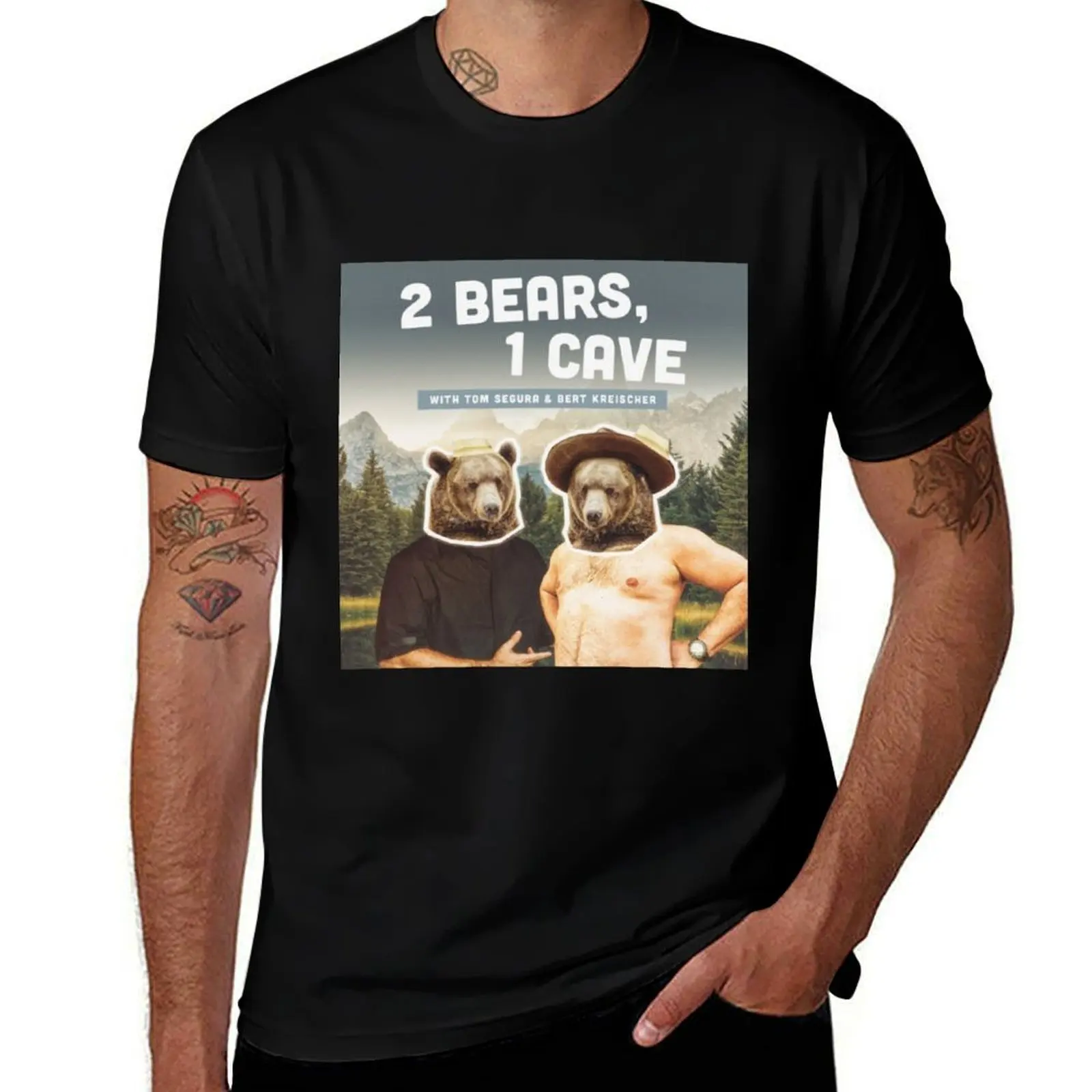 2 BEARS, 1 CAVE PODCAST T-Shirt man t shirt cotton high quality T-Shirt