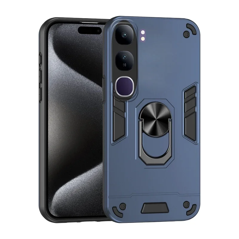 

Shockproof Armor Case for vivo V40 Lite 5G V 40 SE 80w Soft Metal Ring Stand Phone Back Cover for VIVO V40 SE 80W V40 Lite 5G