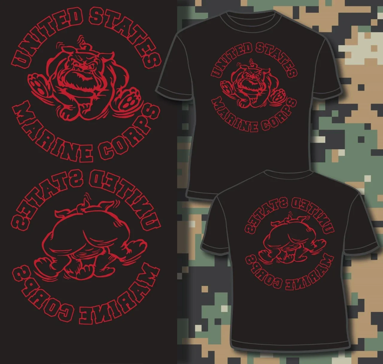 US Marine Corps Bulldog Old Corps T-Shirt Short Sleeve Casual 100% Cotton O-Neck Summer Mens T-shirt Size S-3XL