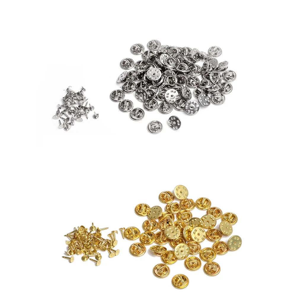 

100 Sets Pin Backs Blank Tie Clutch Copper DIY Jewelry Accessories Lapel Pins Brooch Clasp Replacement Sturdy Secure Fastener