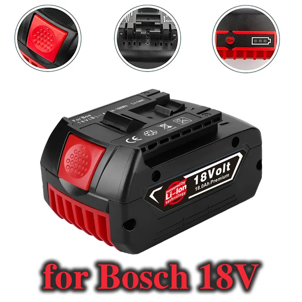 2024-New Bosch 18V 18000mAh Lithium-ion Rechargeable Battery Bat609, Bat609g, Bat618, Bat618g, Bat614, Bosch Drill+ Charger