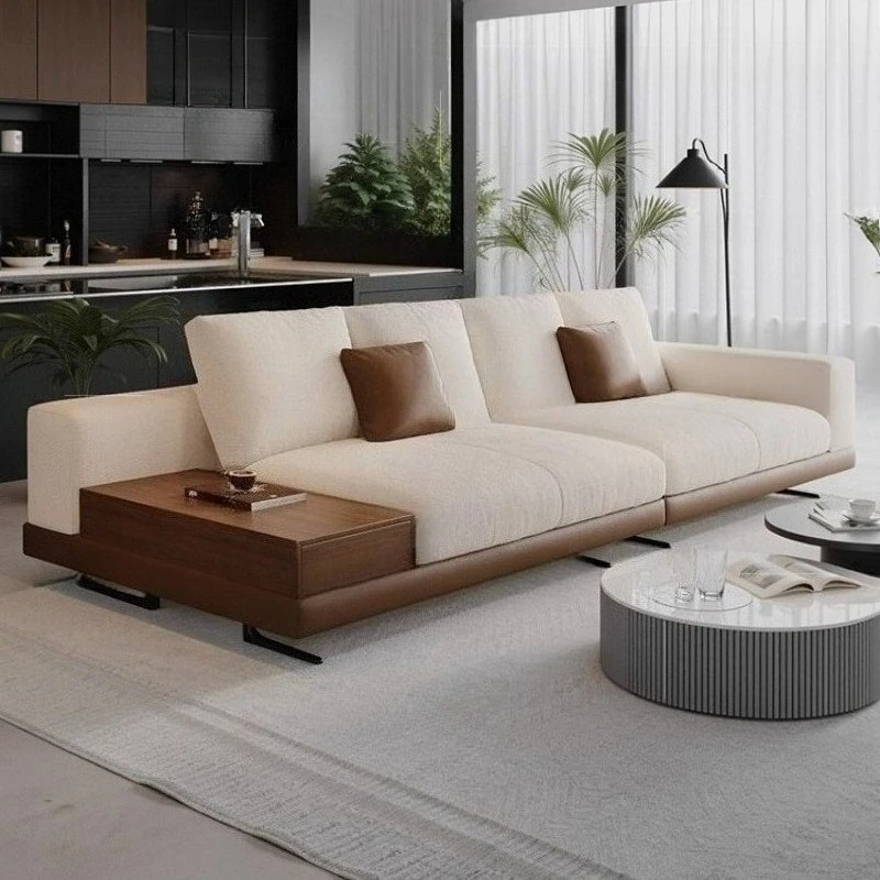x*-Connery Straight Sofa Linen-cotton Italian Light Luxury Modern Minimalist Living Room Furniture Villa Sofa with Small Table
