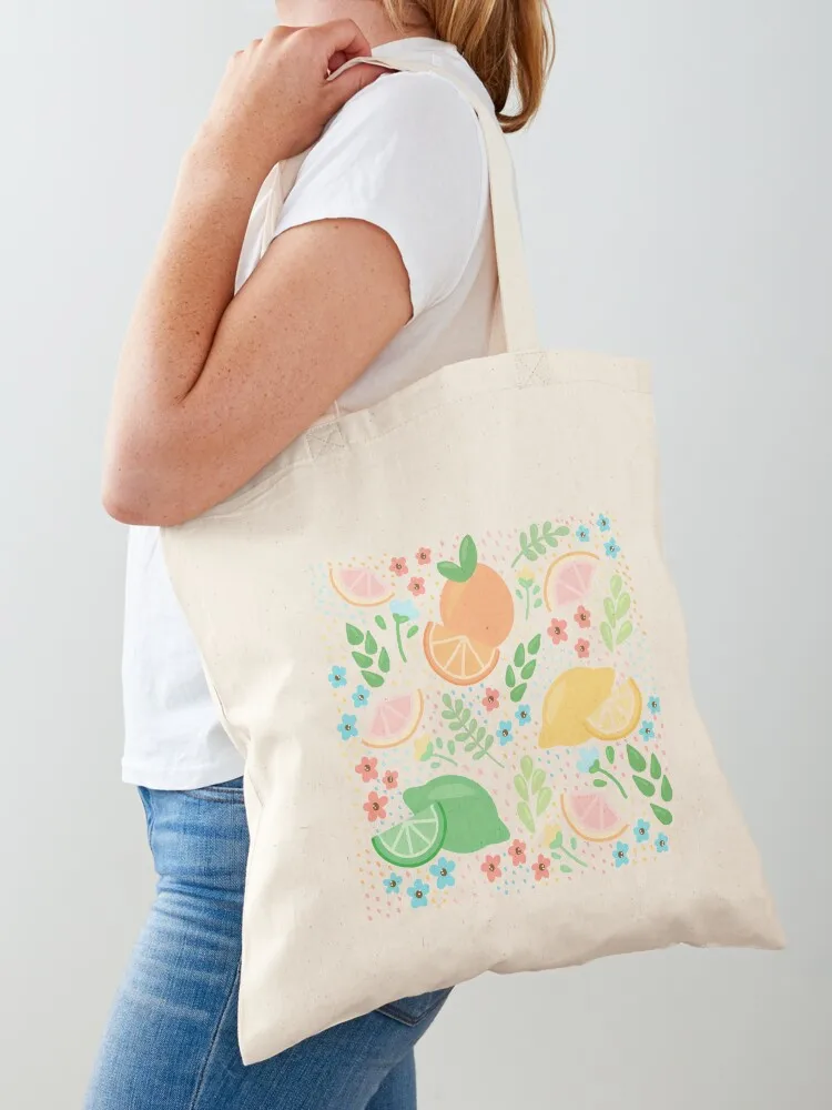 

Citrus Fruit & Floral Print Tote Bag personalized tote bag Women's bags university shopper bag Shopper handbag