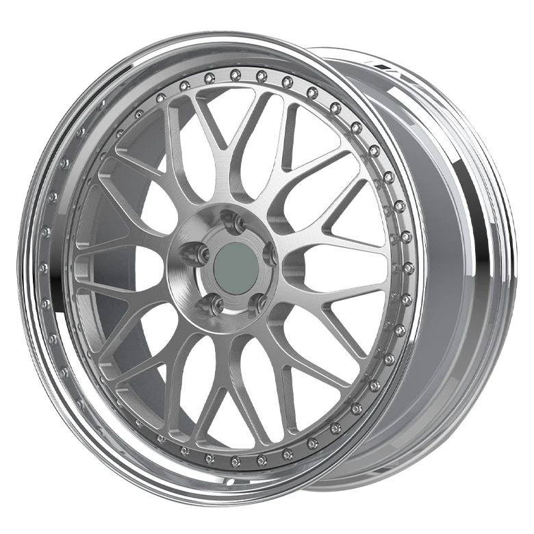 T6061 2 Piece Wheels 5 Hole Brushed Silver Polished Lip Wheels ET 30 Multi Spoke 5x112 Forged Rims For Passenger Car Wheels