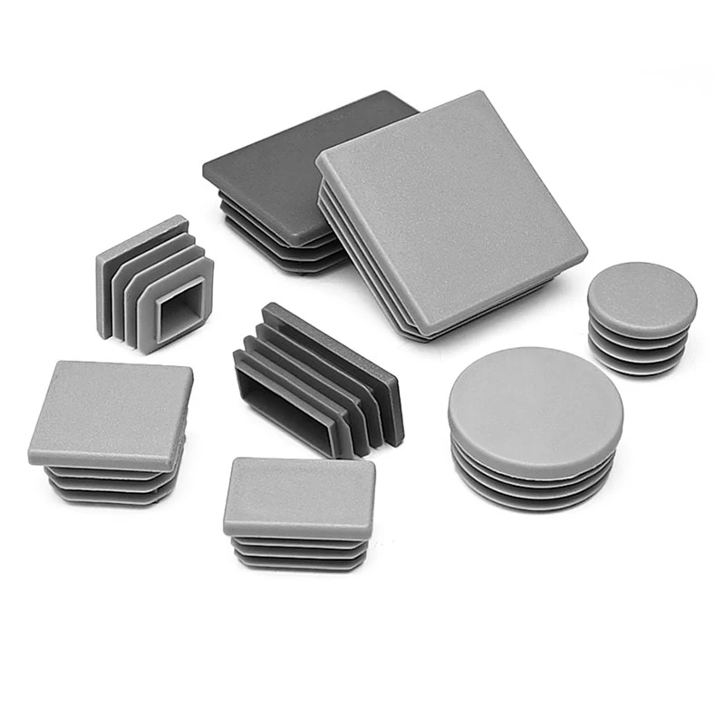 8/12/16pcs Round/Square Plastic Blanking End Cap Pipe Plug Foot Furniture Inner Plug Cover Grey Steel Tube Pipe Inserts Plug