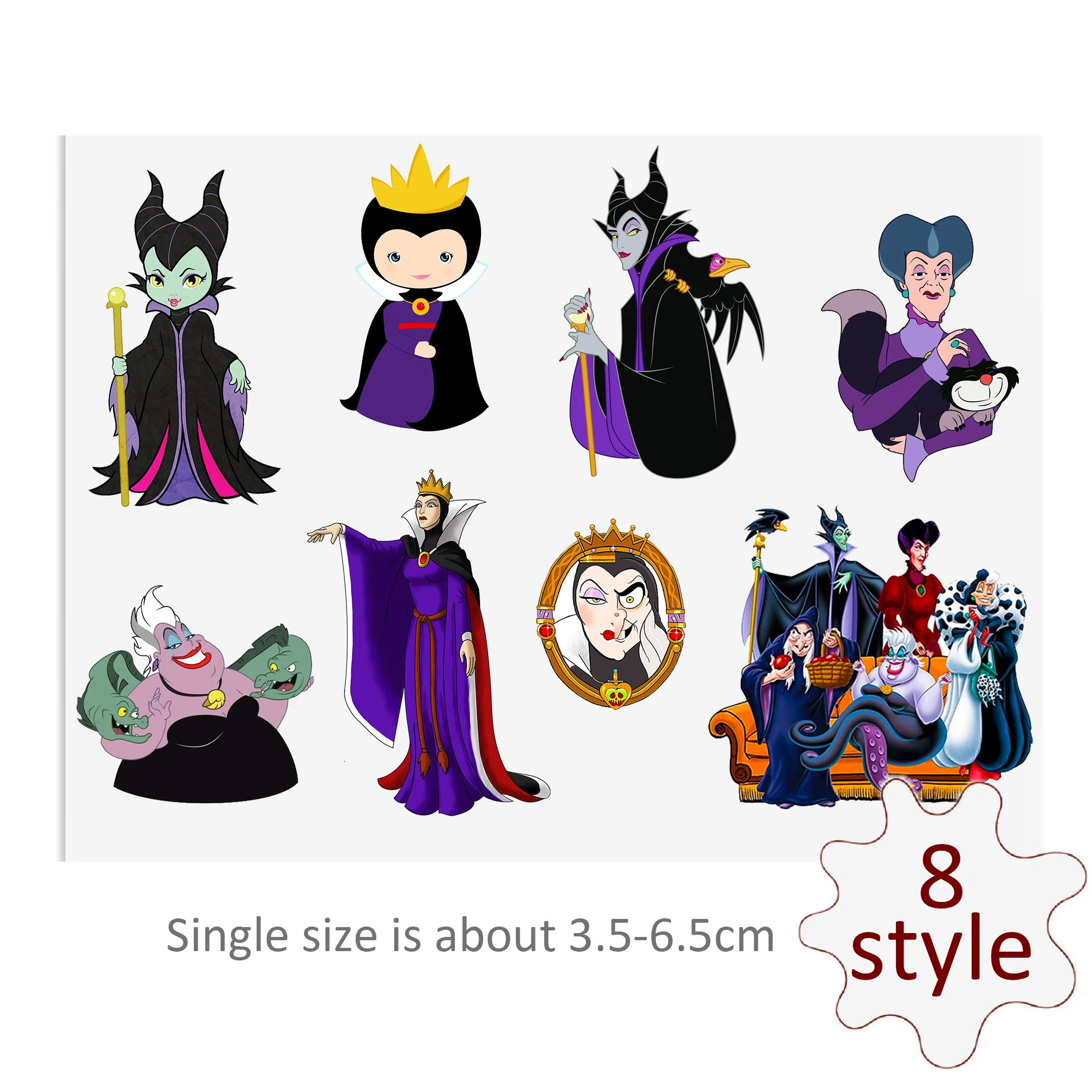 Ursula Maleficent Villains UV DTF Stickers For Glass Cup Decoration Laptop Motorcycle Car Waterproof Sticker For Girl Kids