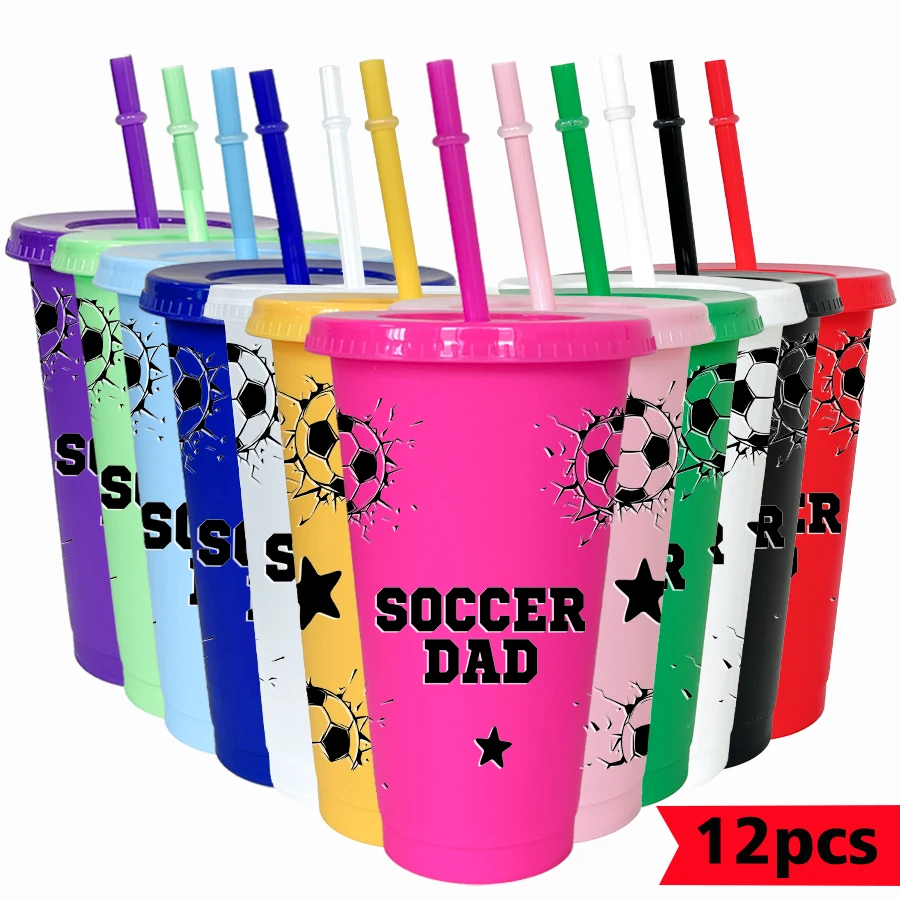 12pcs-set-football-star-pattern-26oz-colored-plastic-party-cold-cup-for-birthday-back-to-school-gift-gameday-drinkware