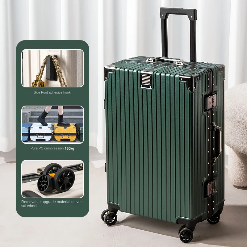 New Aluminum Frame Suitcase Large Capacity Suitcase on wheels 20/22/24/26/28/30 Inch Trolley Case Password Boarding Box