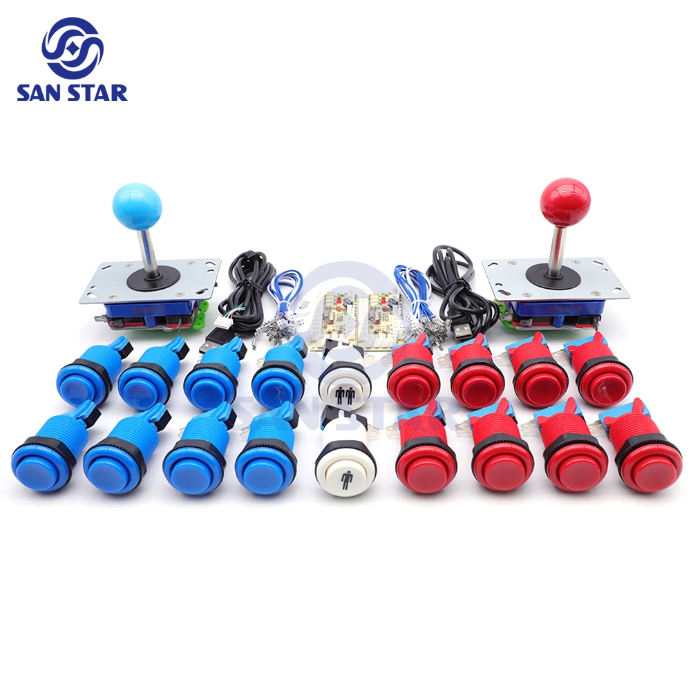 Arcade joystick DIY kit Zero Delay USB controller PC Sanwa ball joystick met Amerikaanse 28mm drukknoppen voor PC P3 Pandora game