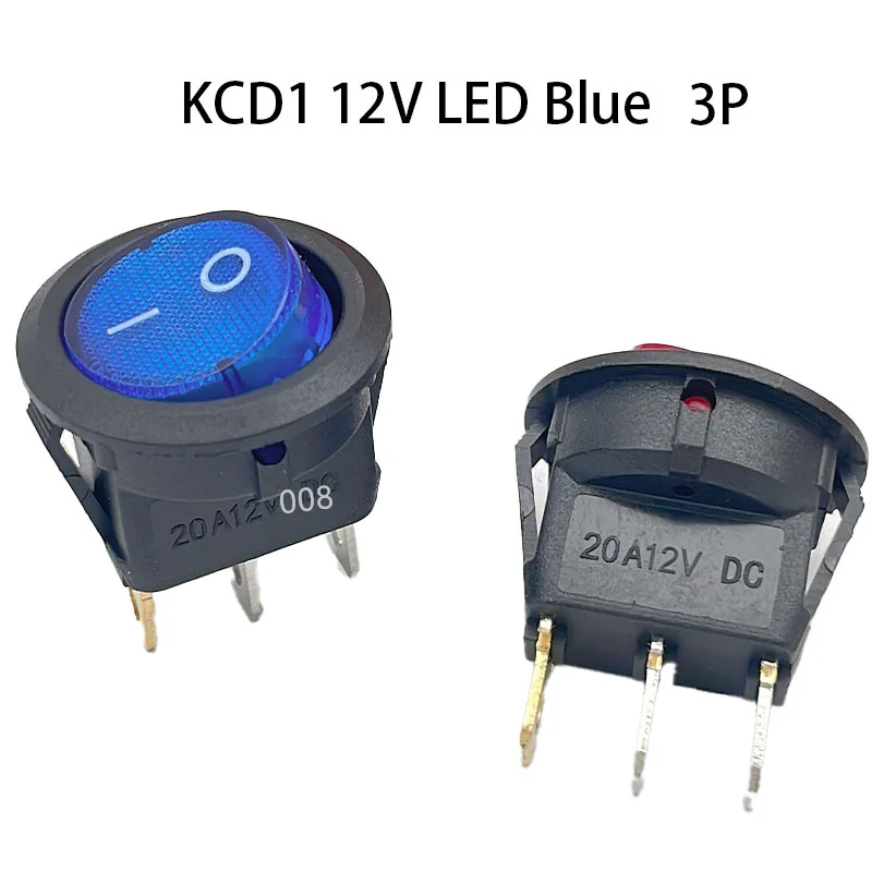 1pcs 20mm KCD1 Led Switch 12V 220V Light Power Switch Car Button Lights ON/OFF 3pin Round Rocker Switch
