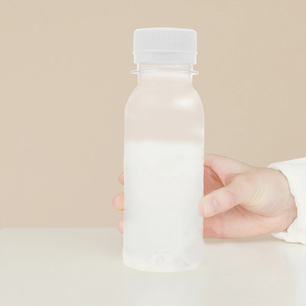 Bottiglie di latte da 20 pezzi Contenitori di succo vuoti trasparenti per animali domestici Bottiglie di bevande portatili senza Bpa da 100 ml con tappi per latte di noci fatti in casa