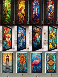 European Vintage Window Privacy Film 3D Decorative Vinyl Stained Glass Decals Static Cling Non-Adhesive Window Film Stickers