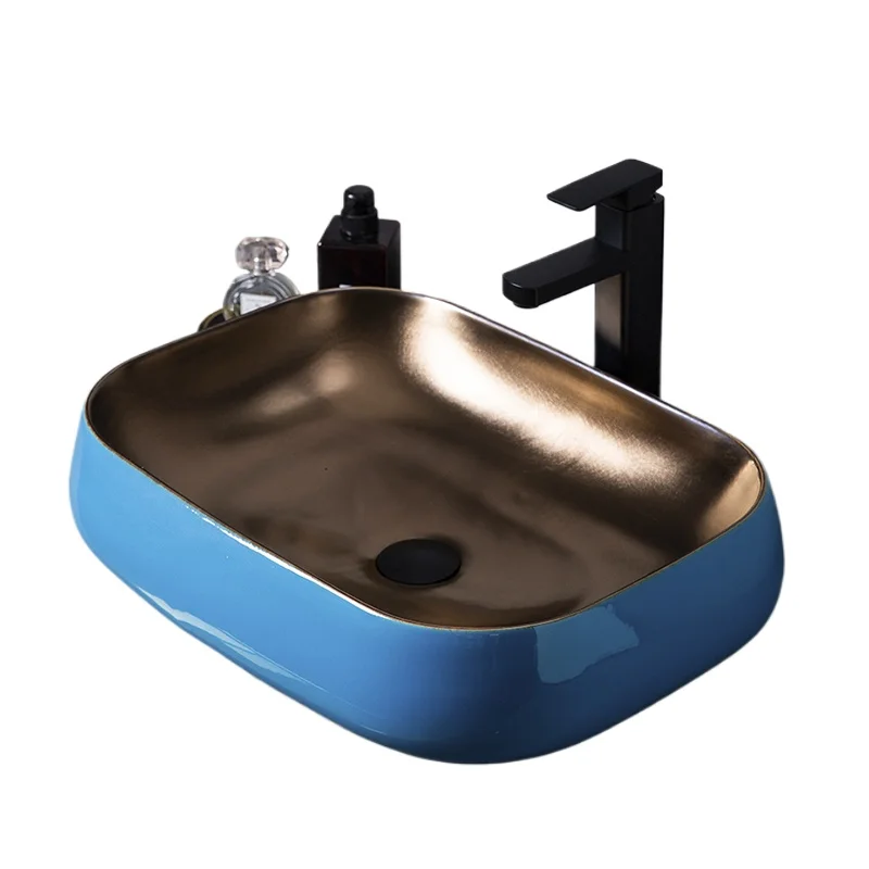 

Скандинавский свет, роскошный сценический умывальник, металлическая глазурь, цветная художественная мытье лица, бытовая раковина для ванной комнаты, балкона