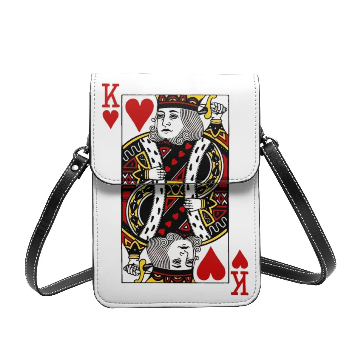 Poker Shoulder Bag KING OF HEARTS Work Leather Mobile Phone Bag Female Gift Vintage Bags