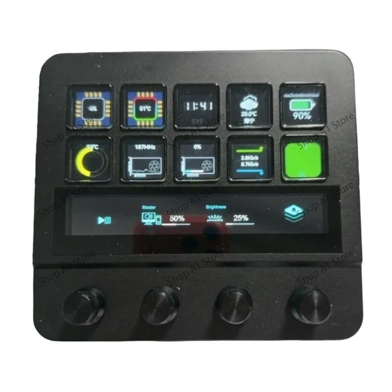 Visual Live Stream Control Console, Custom Keypad with Touch Screen, Programmable Macro Keyboard for Live Broadcasting