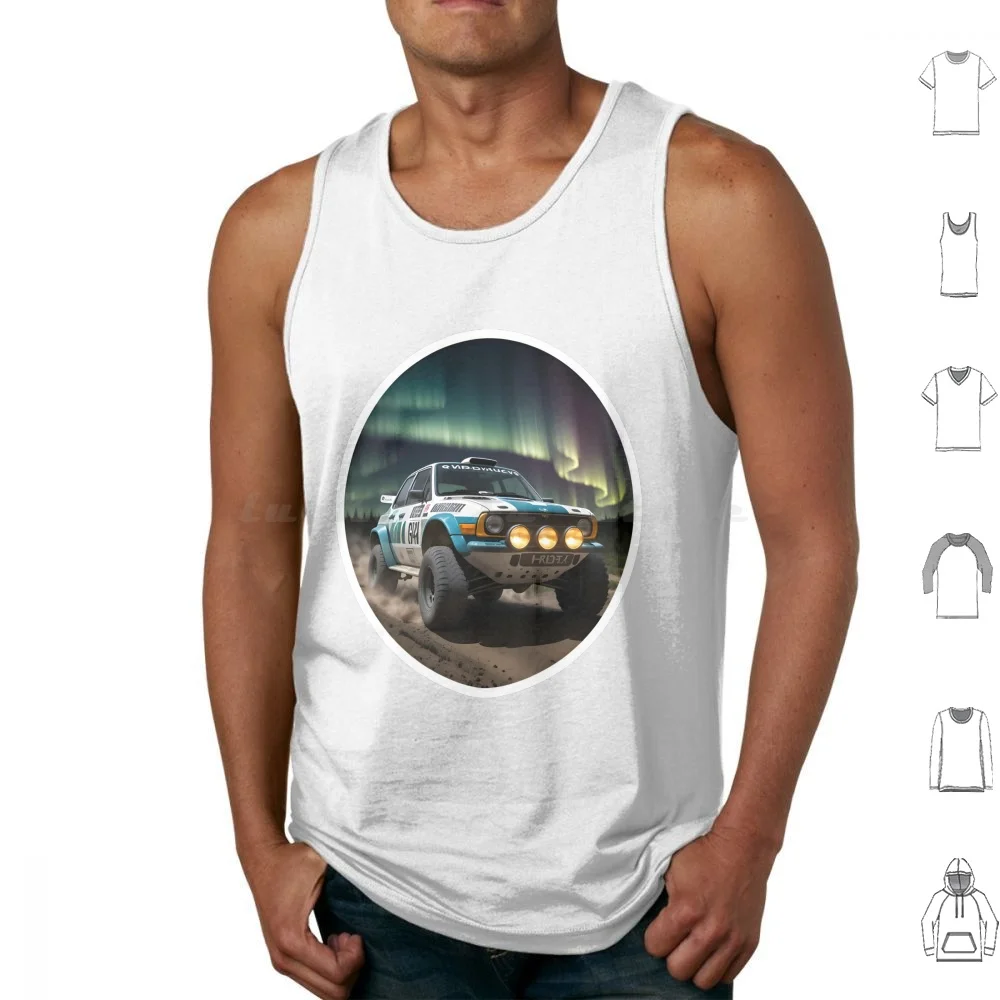 

Rally Dirt Racing Car With Aurora Borealis Tank Tops Vest Sleeveless Rally Racing Motorsport Car Wrc Rally Racing Rally Car