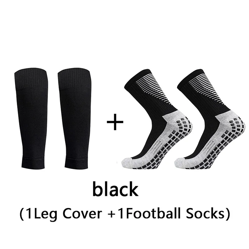 1 Set of High Elasticity Shin Guards Football Leg Cover Non-slip Soccer Tennis Basketball Sport Socks Grip Cycling Riding Socks