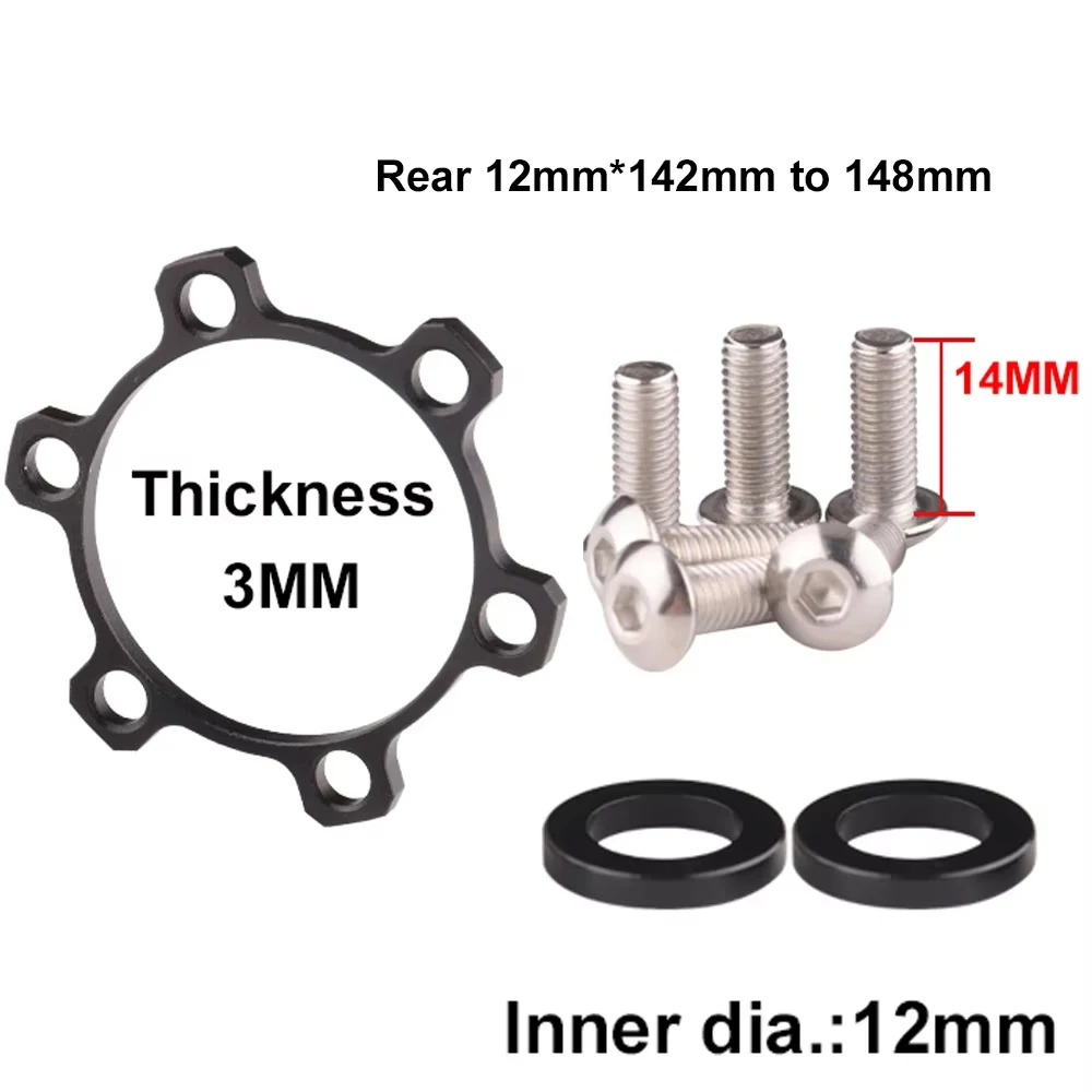 BOLANY Bike Hub Adapter Front Change 15*100 To110mm /12*142To148mm Spacer Washer 6 Bolt Standard Thru Axle Conversion Kit