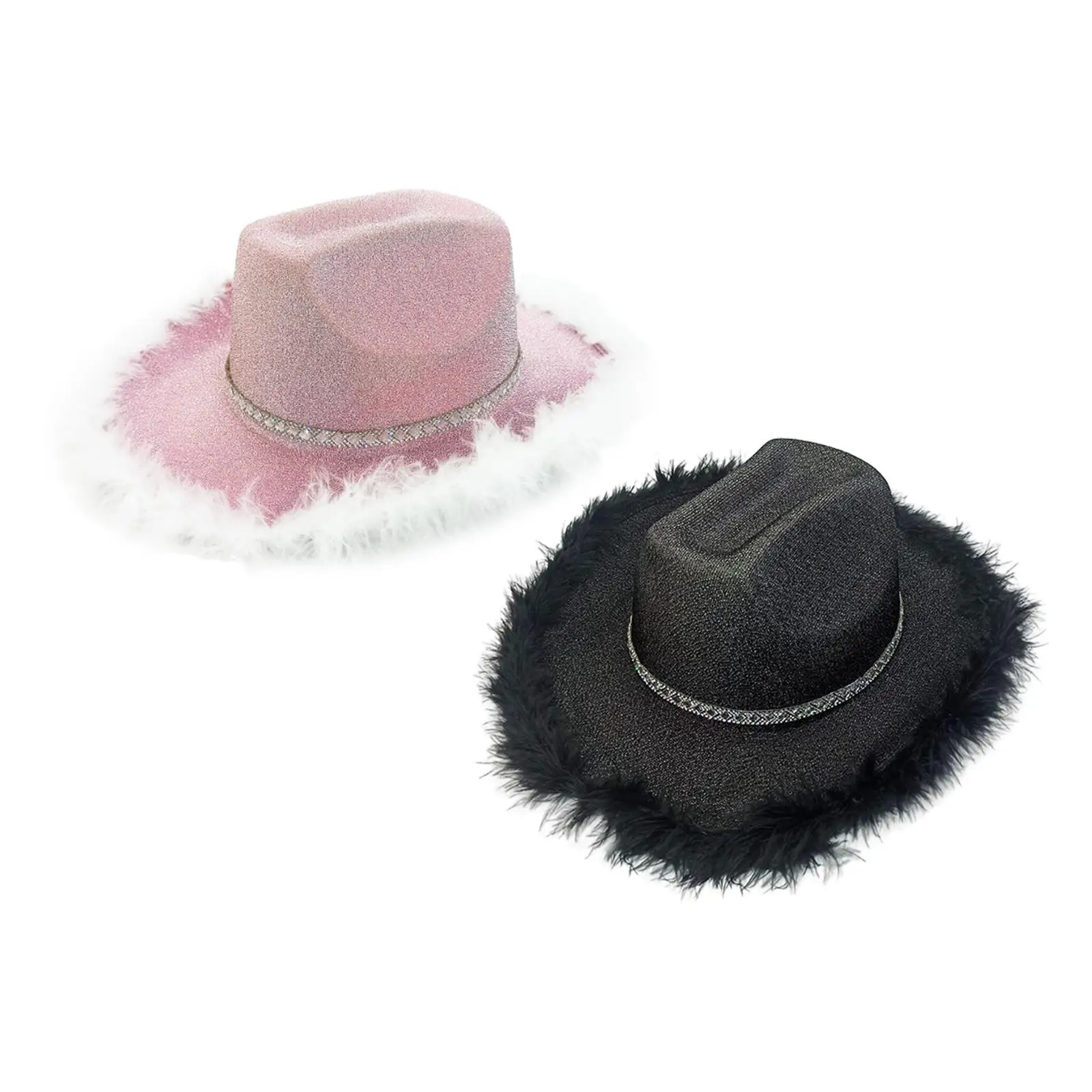 Cowboy Hat Cowgirl Hat with Artificial Feather for Ladies Girls Dress up