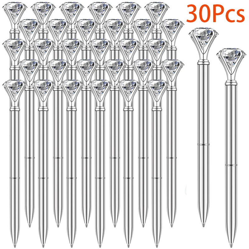

30Pcs Diamond Pens Large Crystal Diamond Ballpoint Pen Bling Metal Ballpoint Pen Office and School Black Ink Ball Pens
