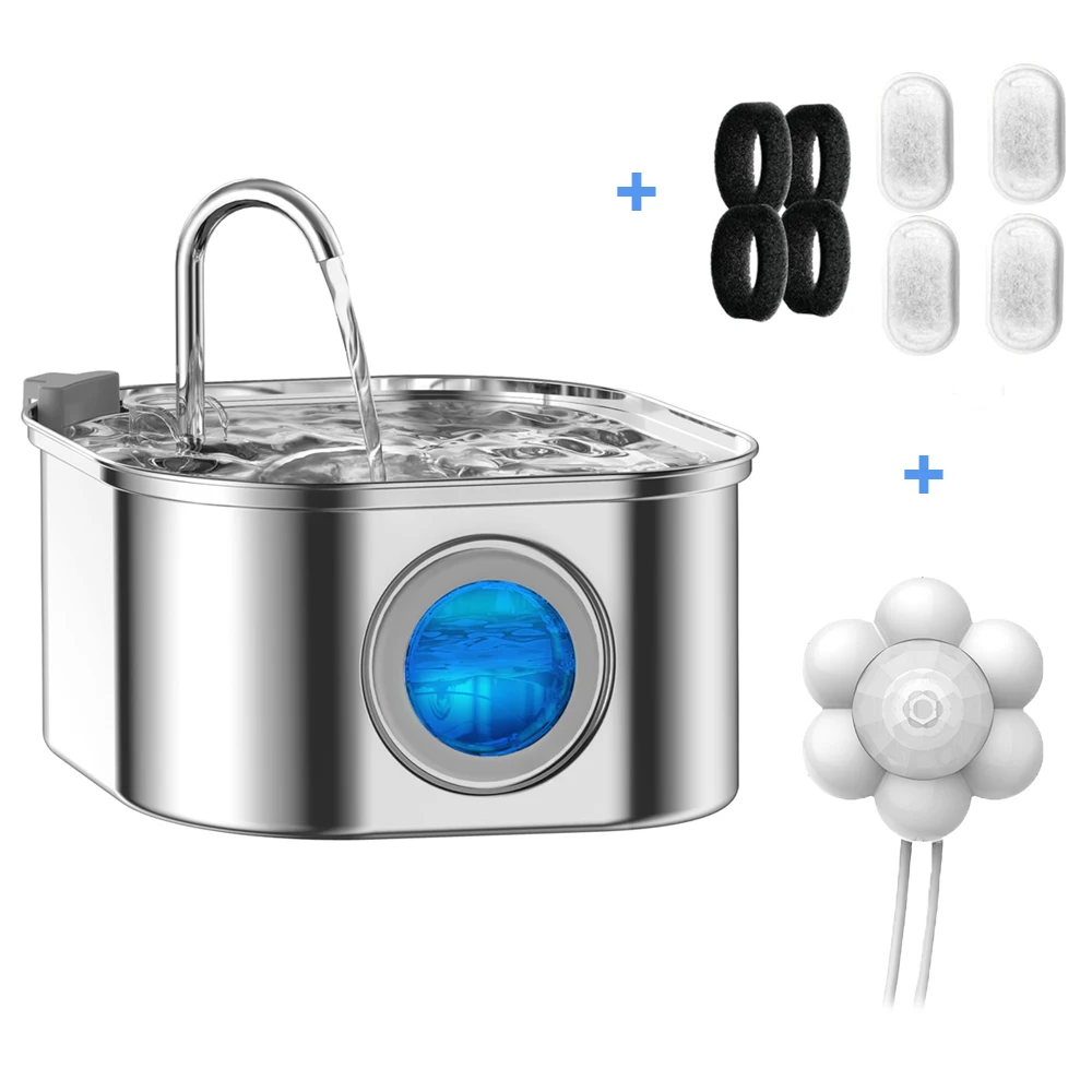 3.2L Rvs Huisdier Water Feeder Auto Kat Fontein Slimme Hond Water Dispenser Visuele Venster Drinkbak Huisdier Accessoires - afbeelding 1