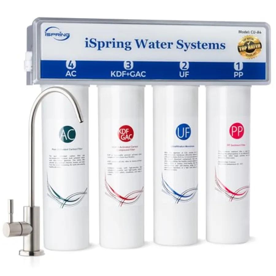 

CU-A4 0.01m Ultra-Filtration Under Sink Water Filter System Tankless 4-Stage High Capacity White Remove 99.99 Contaminants Quic