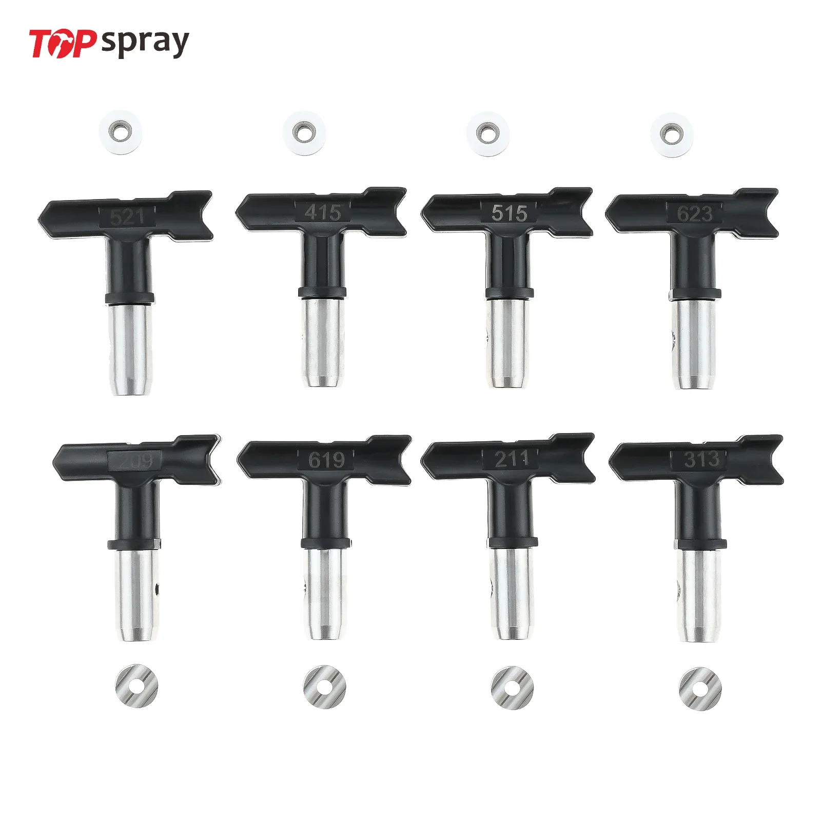 

8Pcs Reversible Spray Tip Airless Paint Sprayer Nozzles Tips 209/211/313/415/ 515/521/619/623 for Airless Spraying Machine Parts