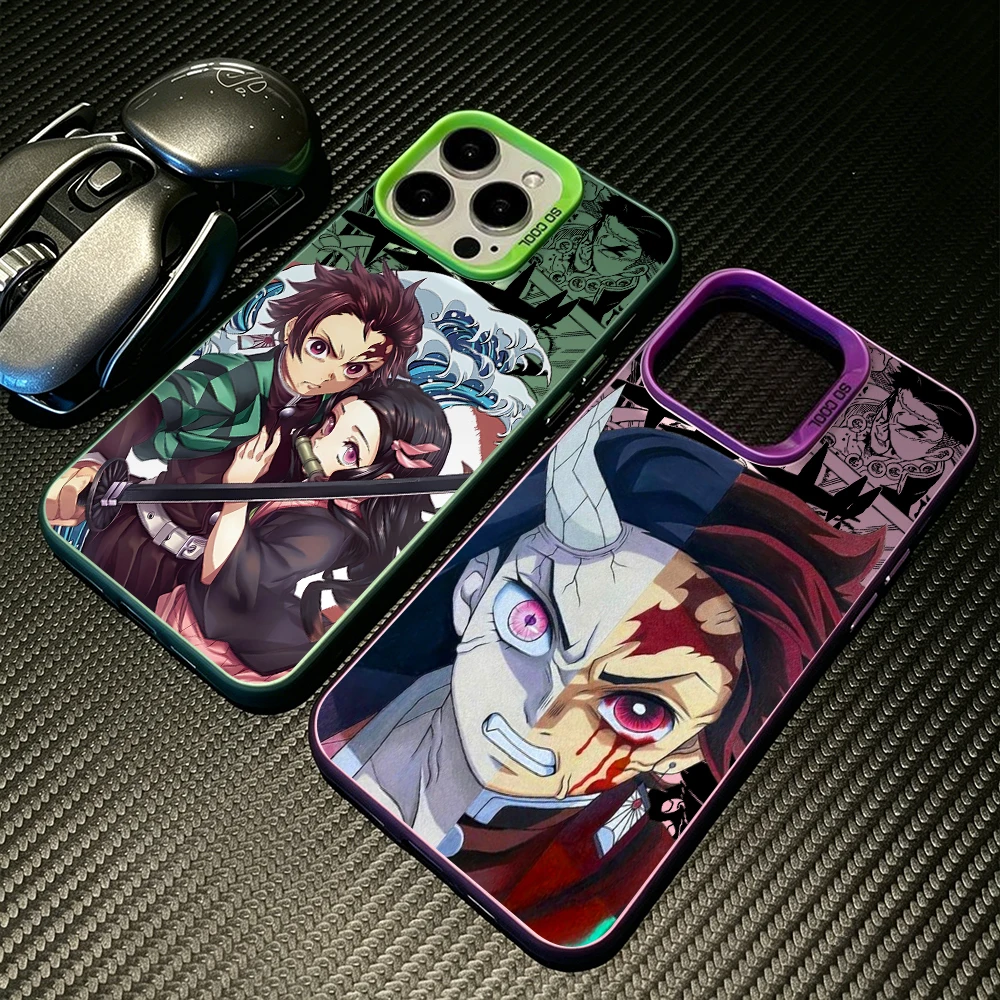 Funda de Teléfono con Diseño de Demonios Nezuko y Tanjiro para iPhone 17 Air, 16, 16e, 15, 14 Plus, 13, 12, 11 Pro Max, X, Xs, XR, 8, Carcasa Rígida Colorida