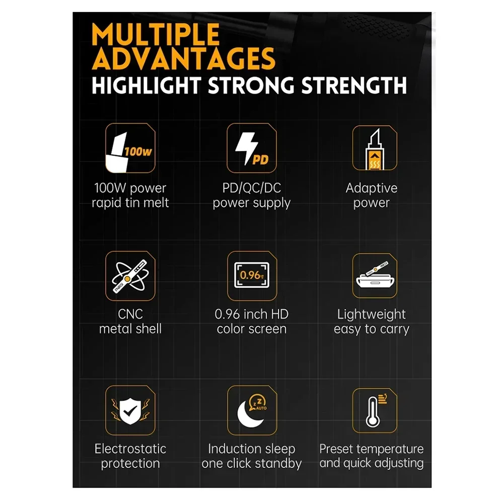 Imagem -06 - Ferro de Solda Inteligente de Calor Interno Hs02b para Fnirsi para Ferro de Solda Elétrico Inteligente pd 100w Kit de Temperatura Constante