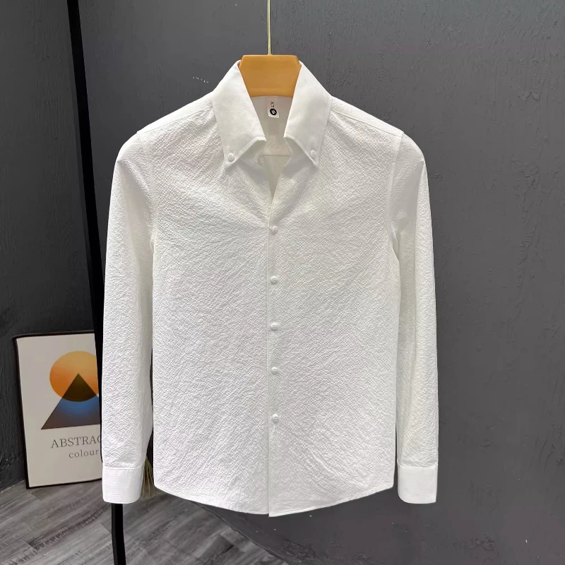 

Spring Autumn New Fashion Turn-down Collar Long Sleeve Solid Blouse Men's Clothing Casual Loose Korean All-match Button Shirts