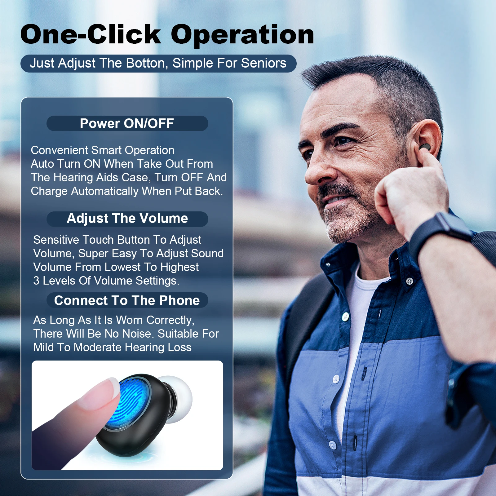 CIC Rechargeable hearing aid, hearing loss for the elderly, digital display, adjustable sound amplifier, portable charging case