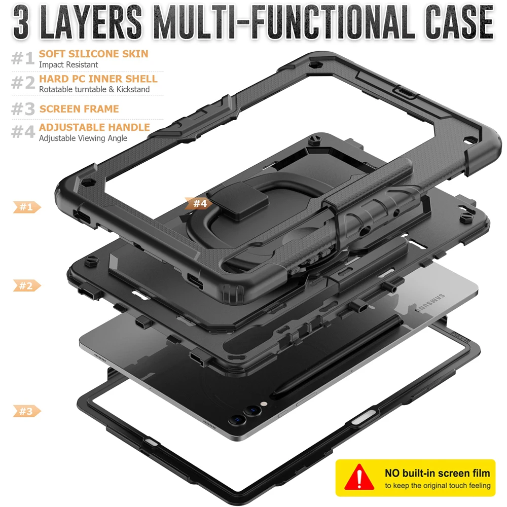 Imagem -02 - Shockproof para Samsung Galaxy Tab s9 Ultra Alça de Ombro Suporte Tablet Capa Crianças Case Shockproof s9 Sm-x910 14.6 2023 Case