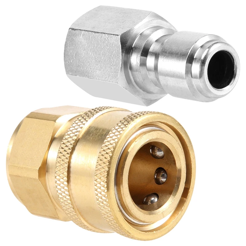 3/8 Inch NPT Stainless Steel Male And Female Quick Connector Kit Pressure Washer Adapters,5000 PSI Rating