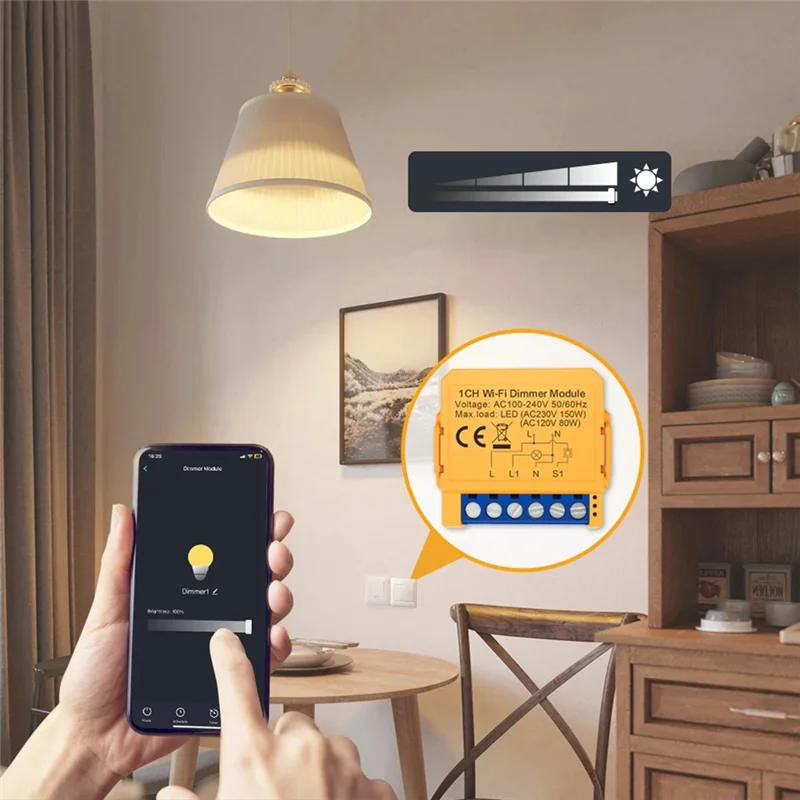 ABGR-Tuya Wifi atenuador inteligente módulo de interruptor Control luces LED interruptor regulable atenuación continua + Control de voz