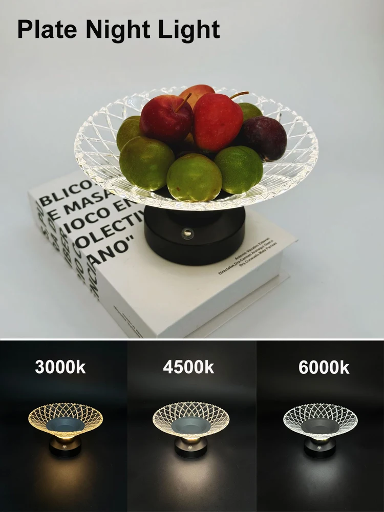 Fruit plate lamp Plate LED light Lnternet Celebrity Fruit Dish,Home Living Room Coffee Table Candy Snack Tray