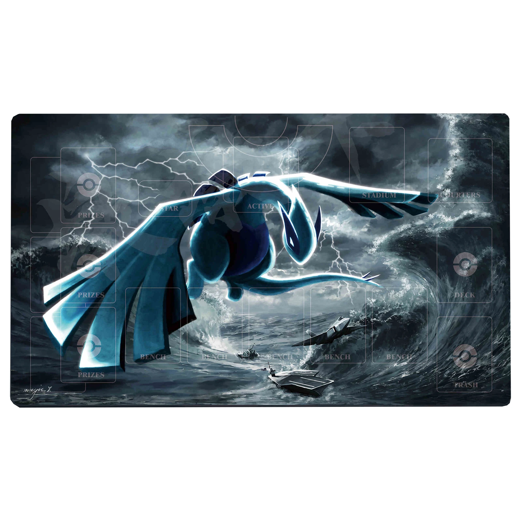 Diy Cartoon Ptcg Tsunami Lugia Einzelspieler Karte Schlacht Matte Ptcg Lugia Brettspiel Karte Schlacht Tisch Matte Anime Karte Geschenk Spielzeug