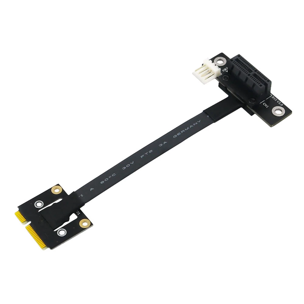 Mini PCIe to PCI-E 1X 270 Degree Adapter Cable 20cm PCIE3.0 Extension Cable with 4Pin to SATA Power Cable for GPU