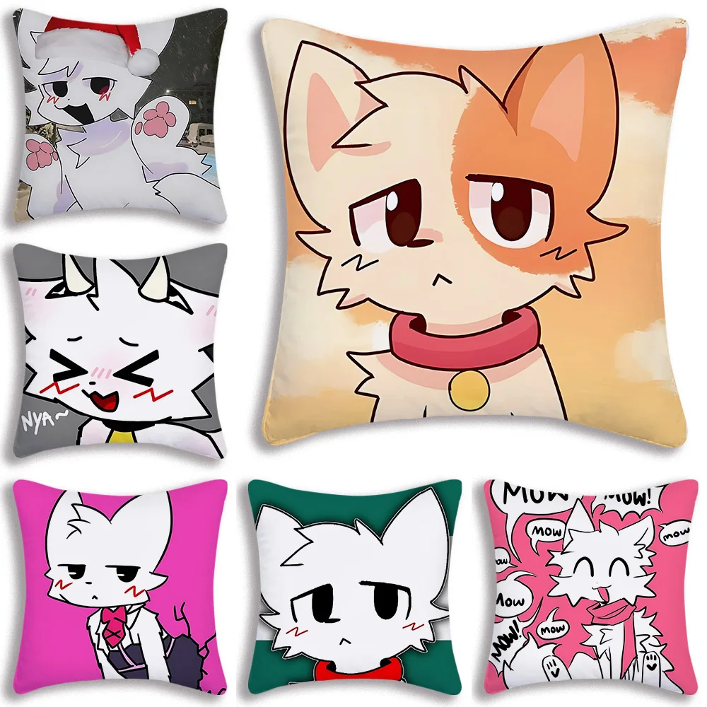 Pillow Covers Cartoon Boykisser Silly Cat Sofa Decorative Home Double-sided Printing Short Plush Cute Cushion Cover