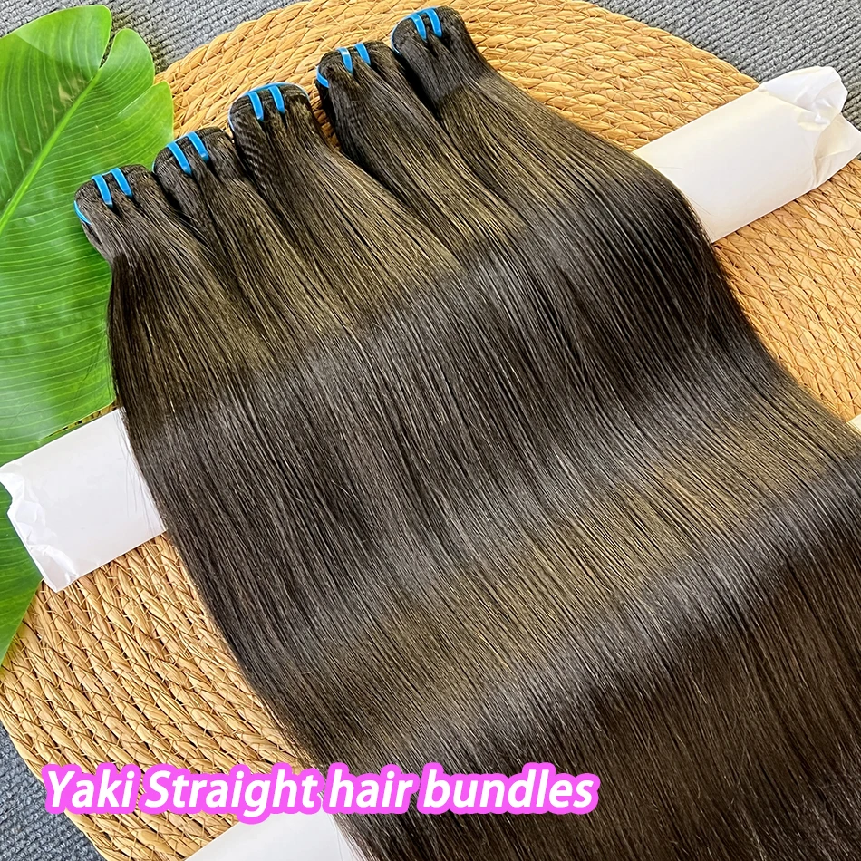 

18A Пучки прямых человеческих волос Yaki # 1B натуральный черный цвет 100% необработанные необработанные натуральные человеческие волосы для наращивания оптом