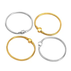 1pc High Quality Snake Bracelet for Women Original Gold Plated Round Heart Clasp Bangle Fit Fashion Party Jewelry Weddings Gifts