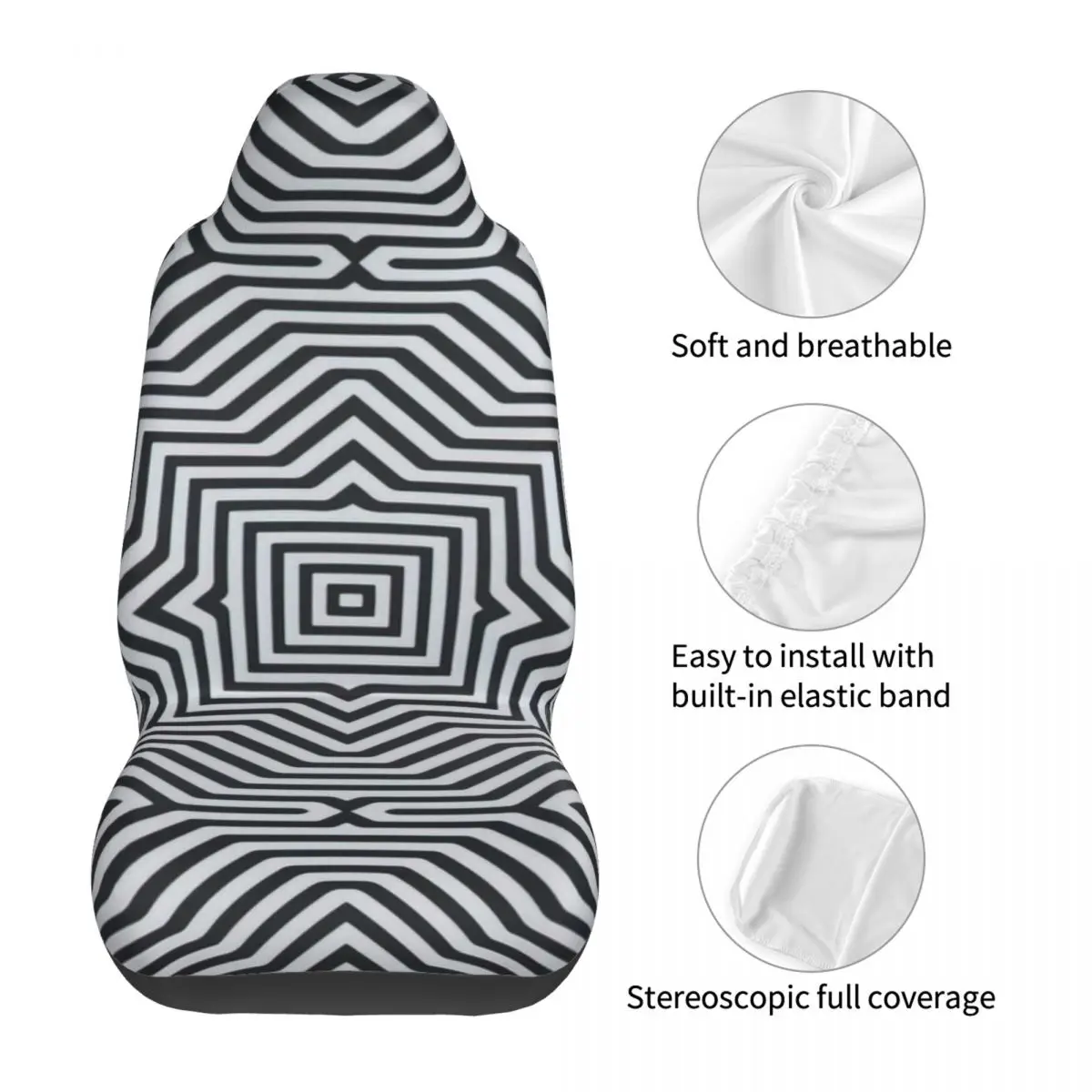 Optical Illusion Car Seat Cover Custom Printing Universal Front Protector Accessories Cushion Set