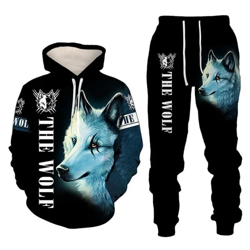 2024 Latest Autumn Animal Lion Pattern Sweater Pullover Set 3D Printed Men's Adult Street Trend Fashion Outdoor Sports Hoodie