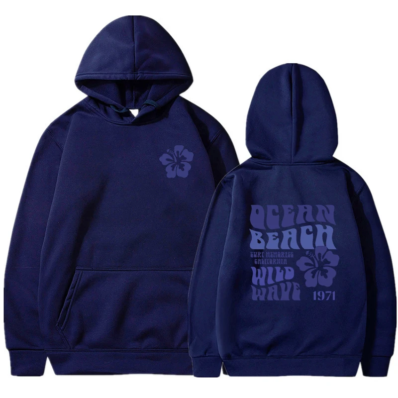 Cute Hoodies for Girls Ocean Beach Flower Print Casual Y2K Pullover Hoodie Trendy Beach Cartoon Sweatshirt Beach Lover Hoodies