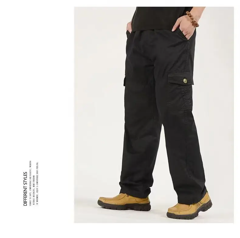 2026 Neue Herren Cargo-Hose aus Reiner Baumwolle Herbst Baggy Gerades Bein Multi-Taschen Arbeitshose Lässige Lange Hose Übergröße M-6XL – Detail 16