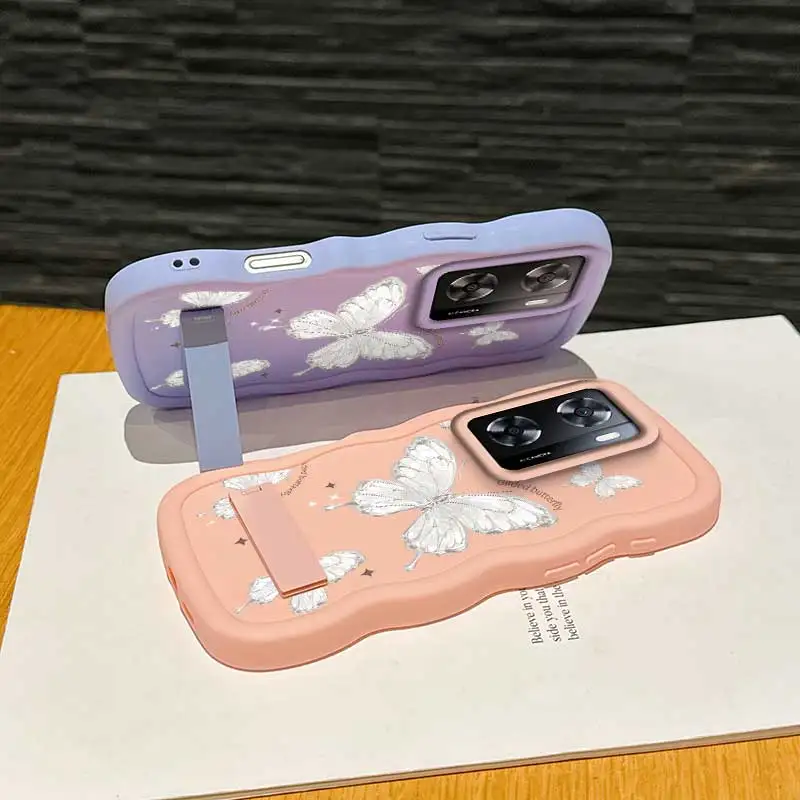 حافظة كاجوال بتصميم مرن على شكل فراشة مذهبة مضادة للخدش وحامل مصنوعة خصيصًا لهاتف OPPO A77 مثالية لـ OPPO A Reno #4
