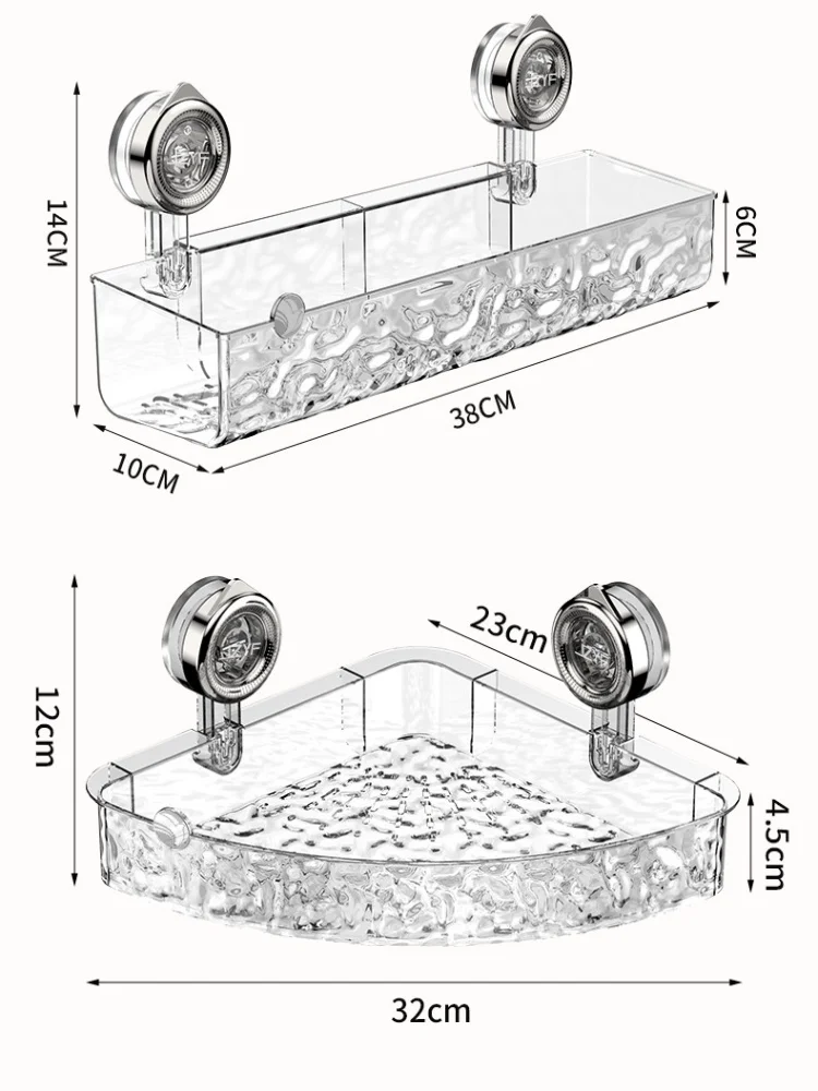 Shower Suction Cup Shelf Basket Light Glacier Pattern One Second Installation bathroom Organizer Storage Rotating to Suck Remove