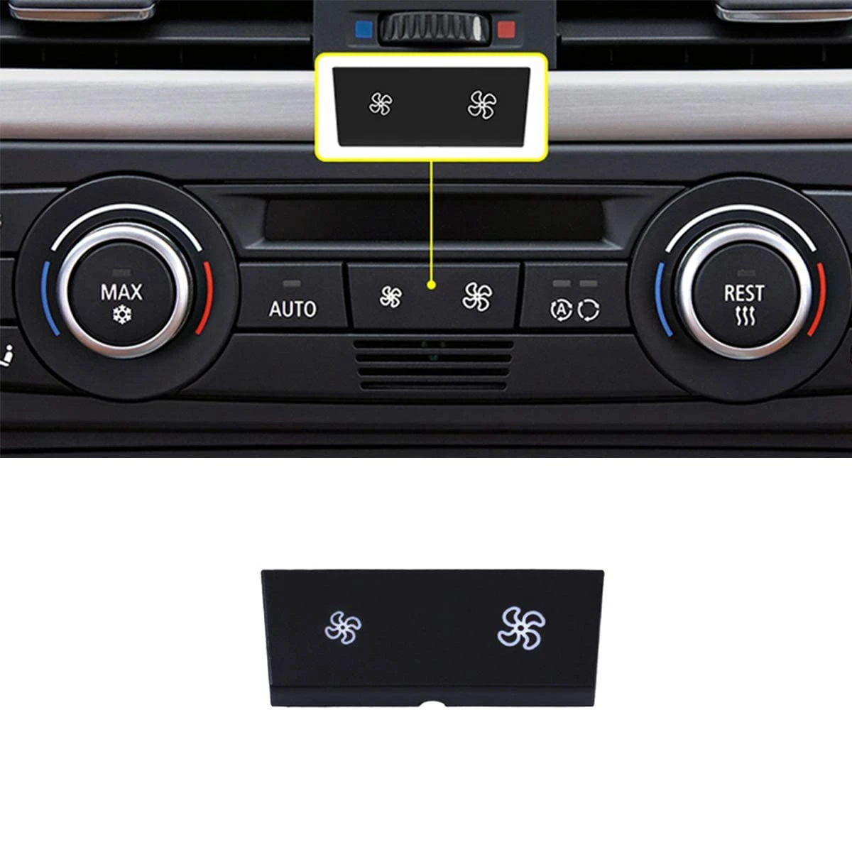 Fã do painel de controle do carro A/C, tecla do botão da velocidade, BMW 1, 3, X1, série X3, E81, E82, E87, E88, E84, E90, E91, E92, E93, f25