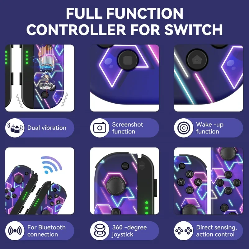 Imagem -02 - Controlador Turbo com Padrão de Vibração Colorido Fit para Nintendo Switch Oled Lite Jogos Acessórios Perfeito Trabalho