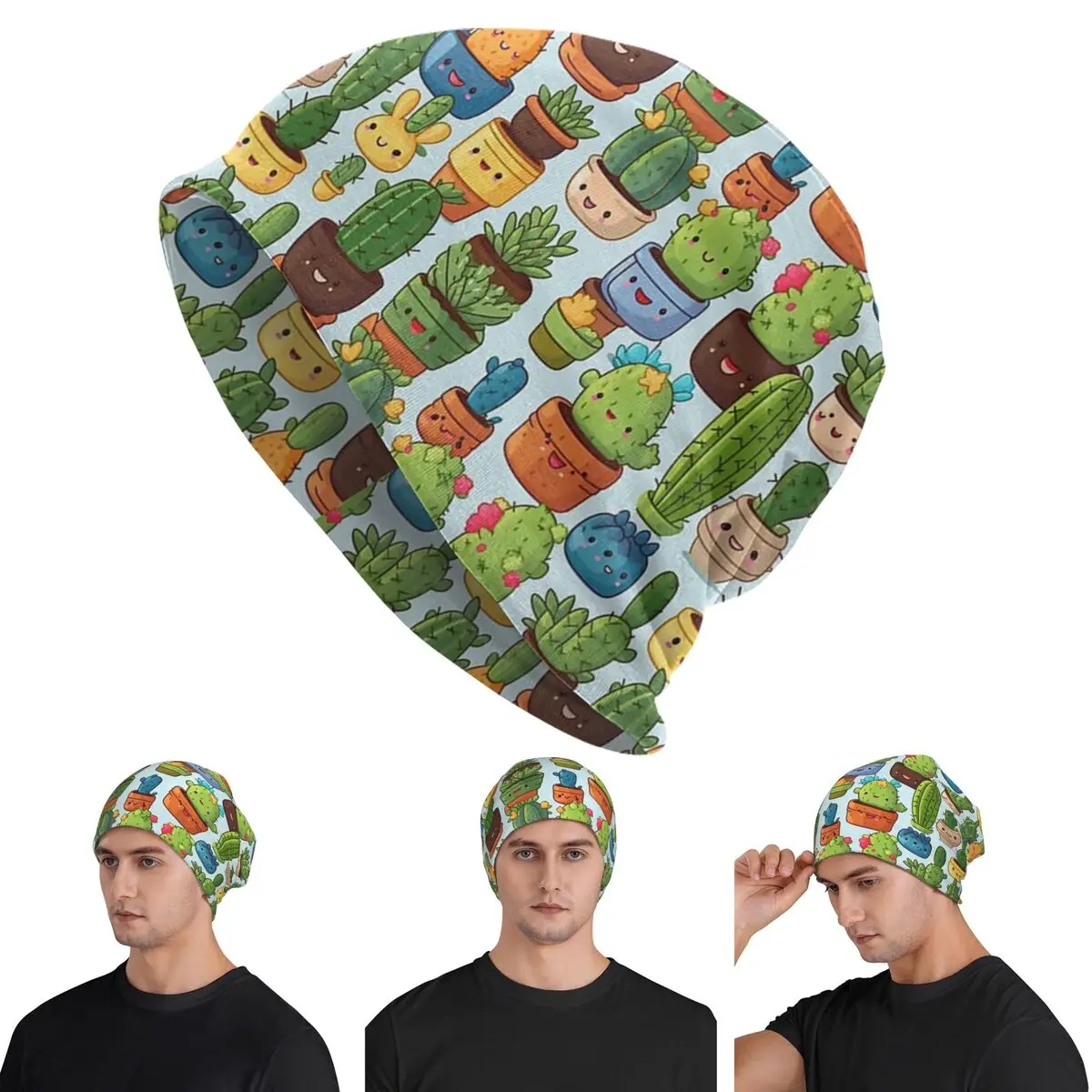 

Очаровательные шапки-бини Cactus Delight, милые шапки с кактусами, теплая осенне-зимняя уличная шапка, вязаные шапки для мужчин, женщин и взрослых